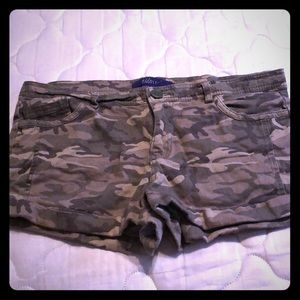 Miley Cyrus x Max Azria camo shorts.